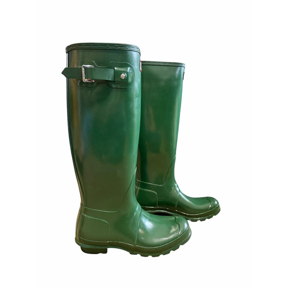 Hunter NEW US Size 8 Original Tall Gloss Womens Rain Boots RARE Hunter Green NIB - Picture 2 of 10